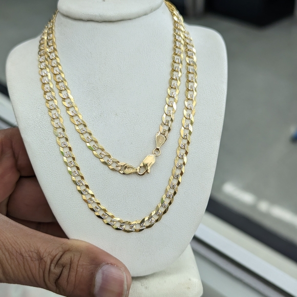 10kt Real Gold Solid Cuban Diamond Cut Chain 5.1mm 24 Inch